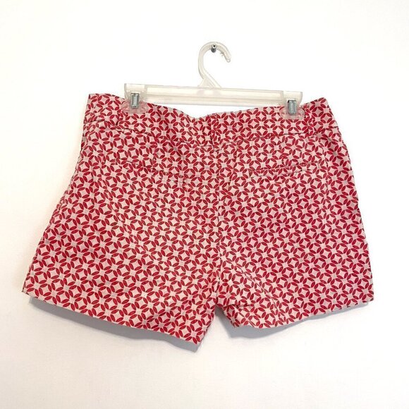 ANN TAYLOR LOFT Riviera Short Beige Coral Pink Geometric 4" Inseam Cotton Shorts - Picture 12 of 13